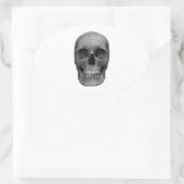 Zwarte en witte schedel ovale sticker (Tas)