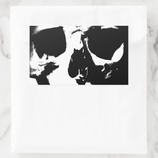 Zwarte en witte schedel rechthoekige sticker (Tas)