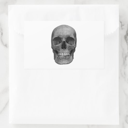 Zwarte en witte schedel rechthoekige sticker (Tas)