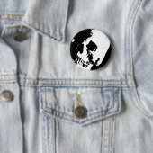 Zwarte en witte schedel ronde button 5,7 cm (In situ)