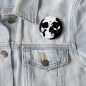 Zwarte en witte schedel ronde button 5,7 cm (In situ)