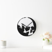 Zwarte en witte schedel ronde klok (Huis)