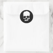 Zwarte en witte schedel ronde sticker (Tas)