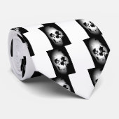 Zwarte en witte schedel stropdas (Opgerold)