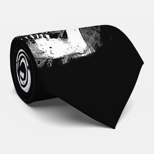 Zwarte en witte schedel stropdas (Opgerold)