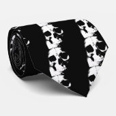 Zwarte en witte schedel stropdas (Opgerold)