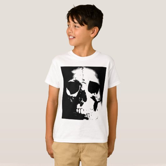 Zwarte en witte schedel t-shirt (Voorkant volledig)