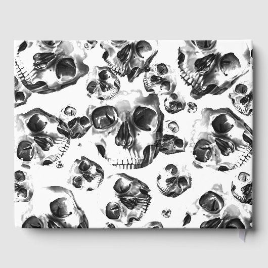 Zwarte en witte schedels Skeleton Skull Weddenscha Gastenboek (Achterkant)