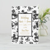 Zwarte en witte schedels Skeleton Skull Weddenscha Kaart (Staand voorkant)