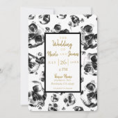 Zwarte en witte schedels Skeleton Skull Weddenscha Kaart (Voorkant)