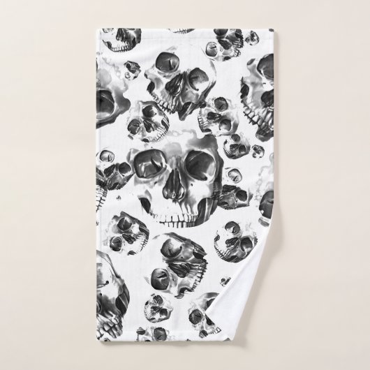 Zwarte en witte schedels Skeletspieren Kunstpatroo Bad Handdoek (Handdoek)