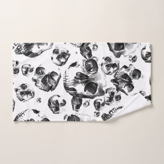 Zwarte en witte schedels Skeletspieren Kunstpatroo Bad Handdoek (Handdoek)