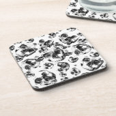 Zwarte en witte schedels Skeletspieren Kunstpatroo Bier Onderzetter (Linkerzijde)