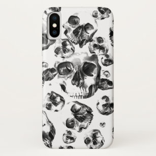 Zwarte en witte schedels Skeletspieren Kunstpatroo Case-Mate iPhone Case