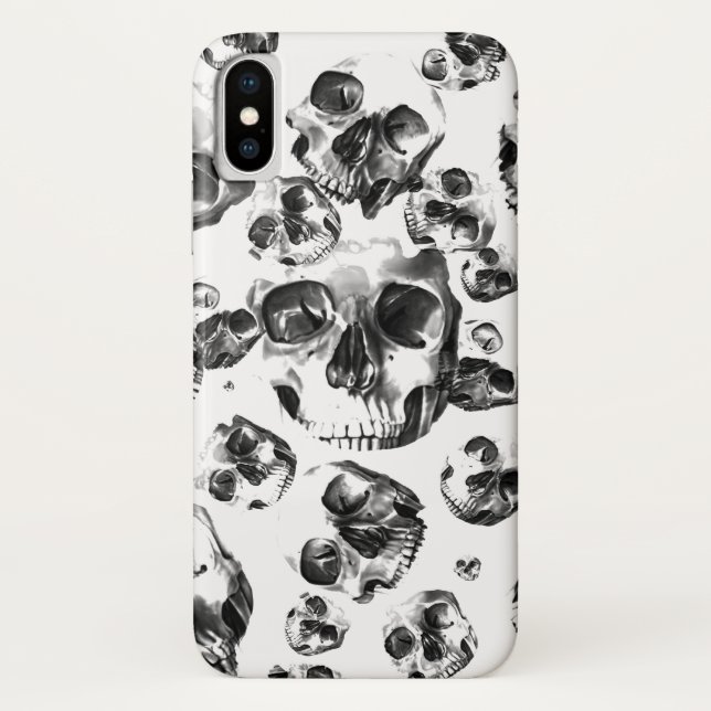 Zwarte en witte schedels Skeletspieren Kunstpatroo Case-Mate iPhone Hoesje (Achterkant)