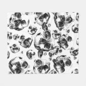 Zwarte en witte schedels Skeletspieren Kunstpatroo Fleece Deken (Voorkant (Horizontaal))