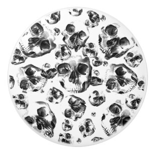 Zwarte en witte schedels Skeletspieren Kunstpatroo Keramische Knop