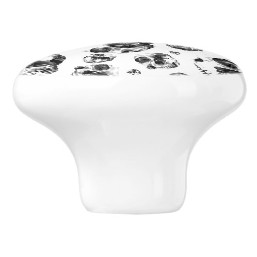 Zwarte en witte schedels Skeletspieren Kunstpatroo Keramische Knop (Zijkant)