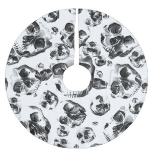 Zwarte en witte schedels Skeletspieren Kunstpatroo Kerstboom Rok