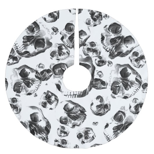 Zwarte en witte schedels Skeletspieren Kunstpatroo Kerstboom Rok (Voorkant)