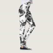Zwarte en witte schedels Skeletspieren Kunstpatroo Leggings (Rechts)