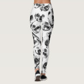 Zwarte en witte schedels Skeletspieren Kunstpatroo Leggings (Achterkant)