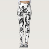 Zwarte en witte schedels Skeletspieren Kunstpatroo Leggings (Voorkant)