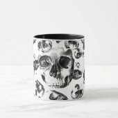 Zwarte en witte schedels Skeletspieren Kunstpatroo Mok (Midden)