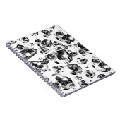 Zwarte en witte schedels Skeletspieren Kunstpatroo Notitieboek (Rechterzijde)