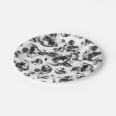 Zwarte en witte schedels Skeletspieren Kunstpatroo Papieren Bordje (Gekanteld)