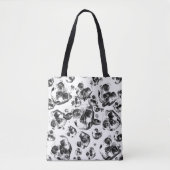 Zwarte en witte schedels Skeletspieren Kunstpatroo Tote Bag (Voorkant)