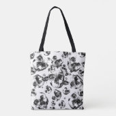 Zwarte en witte schedels Skeletspieren Kunstpatroo Tote Bag (Achterkant)