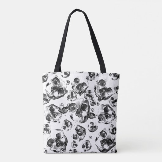 Zwarte en witte schedels Skeletspieren Kunstpatroo Tote Bag (Achterkant)