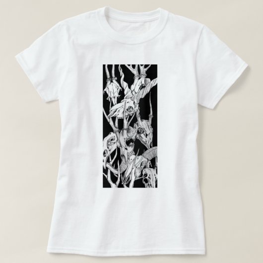 Zwarte en witte schedels t-shirt (Design voorkant)