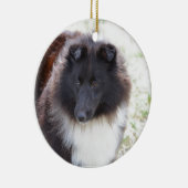 Zwarte en witte scheluw keramisch ornament (Rechts)