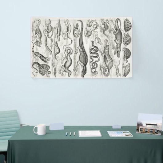 Zwarte en Witte Schildpad Reptielen Alligators Spandoek (Beurs)