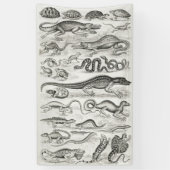 Zwarte en Witte Schildpad Reptielen Alligators Spandoek (Verticaal)