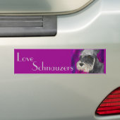 Zwarte en Witte Schnauzer met Paarse achtergrond Bumpersticker (Op auto)