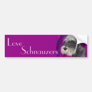 Zwarte en Witte Schnauzer met Paarse achtergrond Bumpersticker