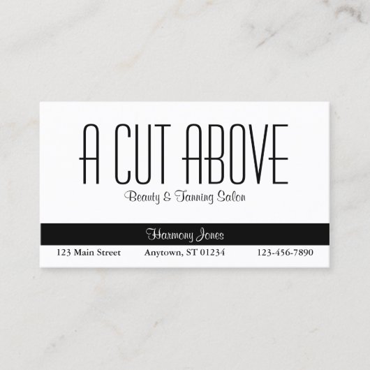 Zwarte en witte schoonheidssalon afsprakenkaartje (Voorkant)