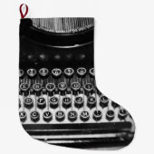  zwarte en witte schrijfmachine grote kerstsok (Voorkant)