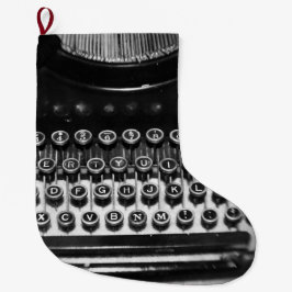  zwarte en witte schrijfmachine grote kerstsok