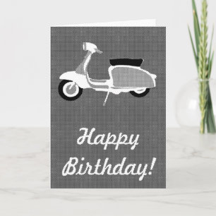 Zwarte en witte scooter scooter Birthday-kaart Kaart