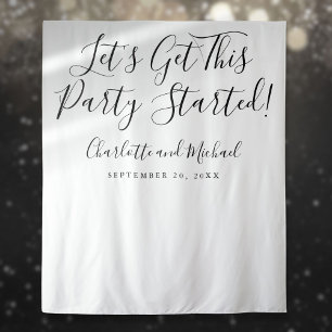 Zwarte en Witte Script Photo Booth voor Feestelijk Wandkleed