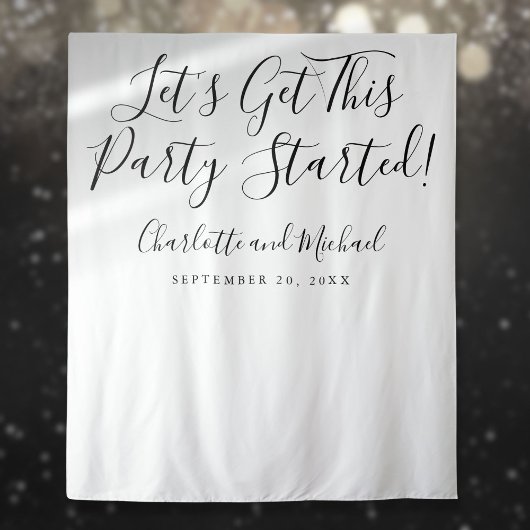 Zwarte en Witte Script Photo Booth voor Feestelijk Wandkleed