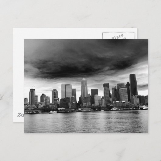 Zwarte en witte seattle briefkaart (Voorkant / Achterkant)