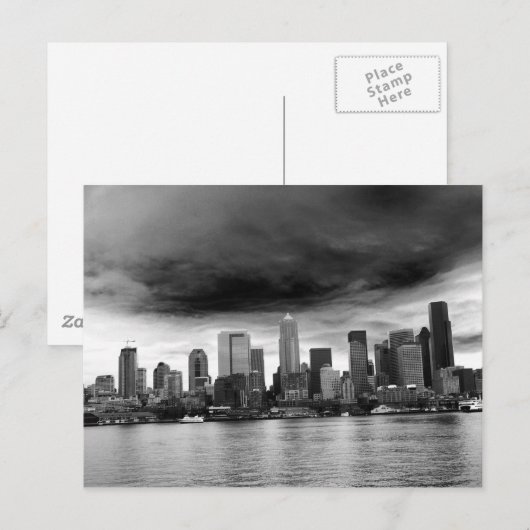 Zwarte en witte seattle briefkaart (Voorkant / Achterkant)