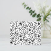 zwarte en witte Shabby Chic Flora Briefkaart (Staand voorkant)