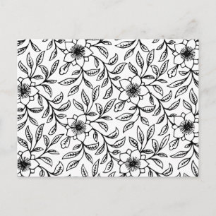 zwarte en witte Shabby Chic Flora Briefkaart