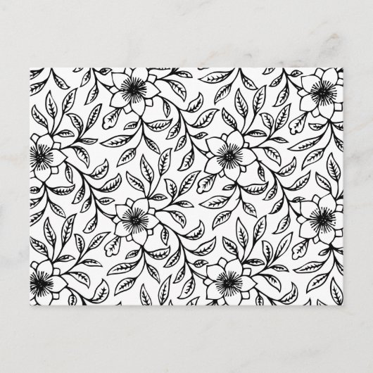 zwarte en witte Shabby Chic Flora Briefkaart (Voorkant)